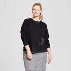 Women's Plus Size Embellished Sweatshirt - A New Day Black