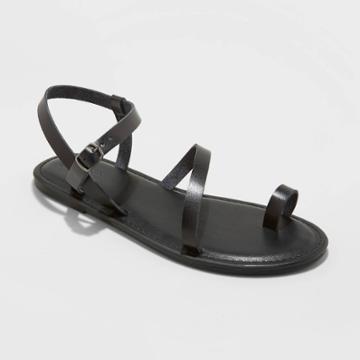 Women's Tera Faux Leather Ankle Strap Sandals - Universal Thread Black