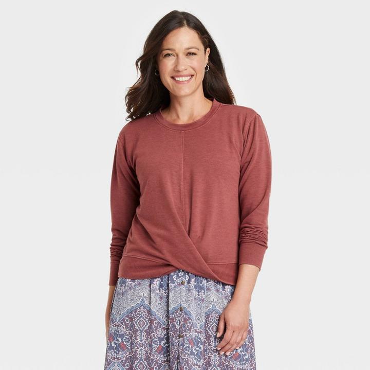 Women's Twist-front Sweatshirt - Knox Rose Coral