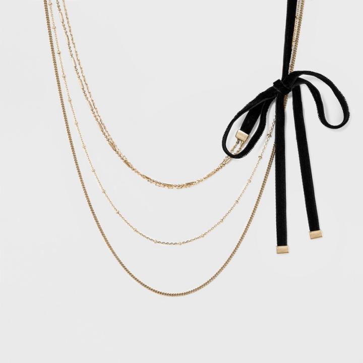 Sugarfix By Baublebar Layered Gold Choker With Bow - Black, Women's