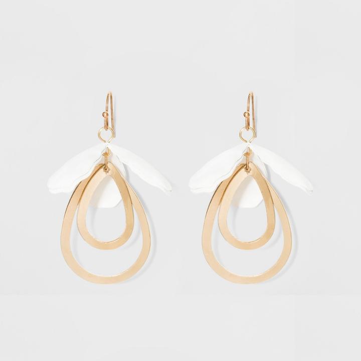 Drop Petal And Open Teardrop Earrings - A New Day White