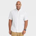 Men's Tall Geo Print Standard Fit Stretch Poplin Short Sleeve Button-down Shirt - Goodfellow & Co White