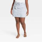 Women's Plus Size High-rise Tie-waist Denim Mini Skirt - Universal Thread Blue