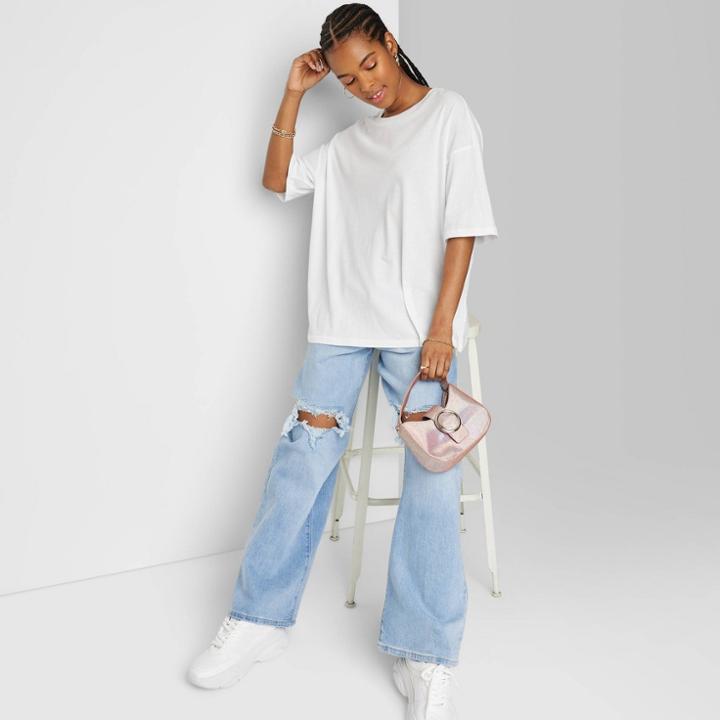 Women's Short Sleeve Relaxed Fit T-shirt - Wild Fable White Xxs