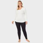 Warm Essentials By Cuddl Duds Women's Plus Size Smooth Stretch Thermal Scoop Neck Top - Ivory