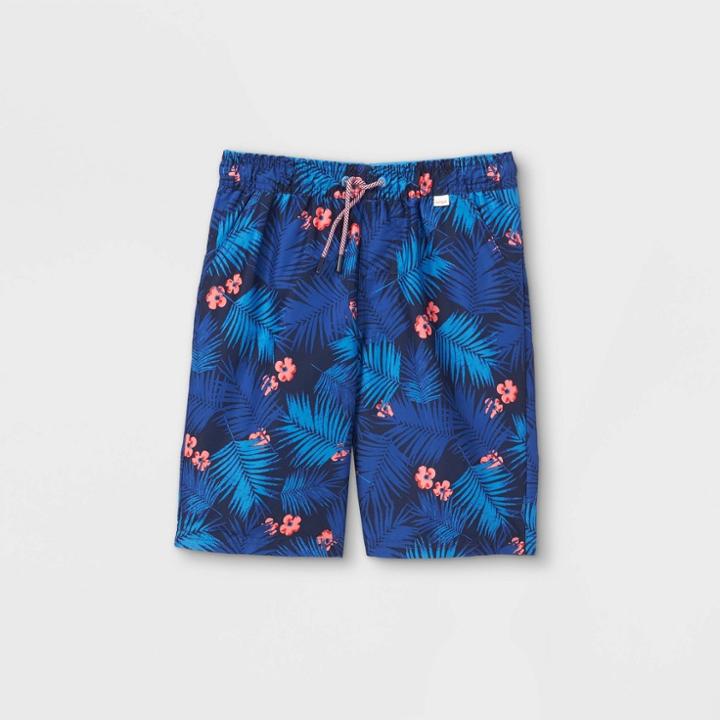 Boys' Leaf Print Swim Trunks - Cat & Jack Blue