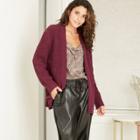 Women's Chenille Open-front Cardigan - A New Day Burgundy