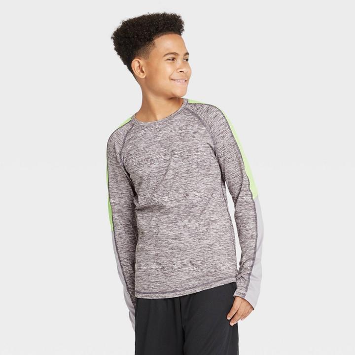 Boys' Long Sleeve Colorblock Soft Gym T-shirt - All In Motion Gray