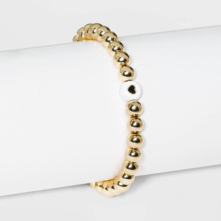 Sugarfix By Baublebar Heart Charm Stretch Bracelet - Black/gold