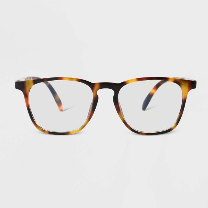Women's Tortoise Print Plastic Square Blue Light Filtering Glasses - Universal Thread Brown
