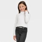 Girls' Long Sleeve Turtle Neck T-shirt - Cat & Jack White