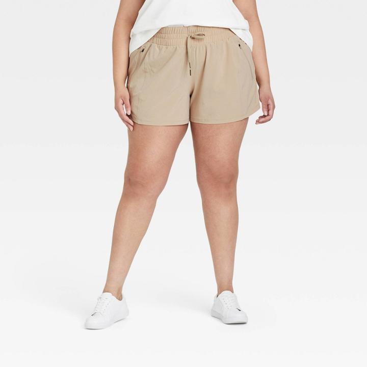 Women's Plus Size Stretch Woven Mid-rise Shorts 4 - All In Motion Khaki