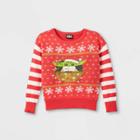 Toddler Girls' Star Wars Baby Yoda Ugly Christmas Pullover - Red