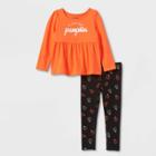 Toddler Girls' 'little Pumpkin' Long Sleeve Top And Leggings Set - Cat & Jack Orange