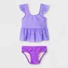 Baby Girls' Thin Stripe Tankini Set - Cat & Jack Purple 9m, Girl's,