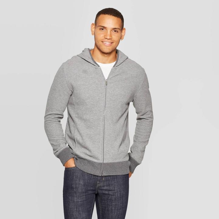Men's Casual Fit Full-zip Hooded Sweatshirt - Goodfellow & Co Thundering Gray