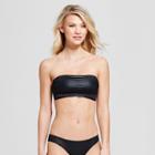 Women's Wet Look Midkini Bandeau Bikini Top - Xhilaration Black
