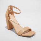 Women's Ema High Block Square Toe Sandals - A New Day Taupe