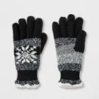 Isotoner Women's Smartdri Snowflake Knit Sherpasoft Spill Gloves - Black/white