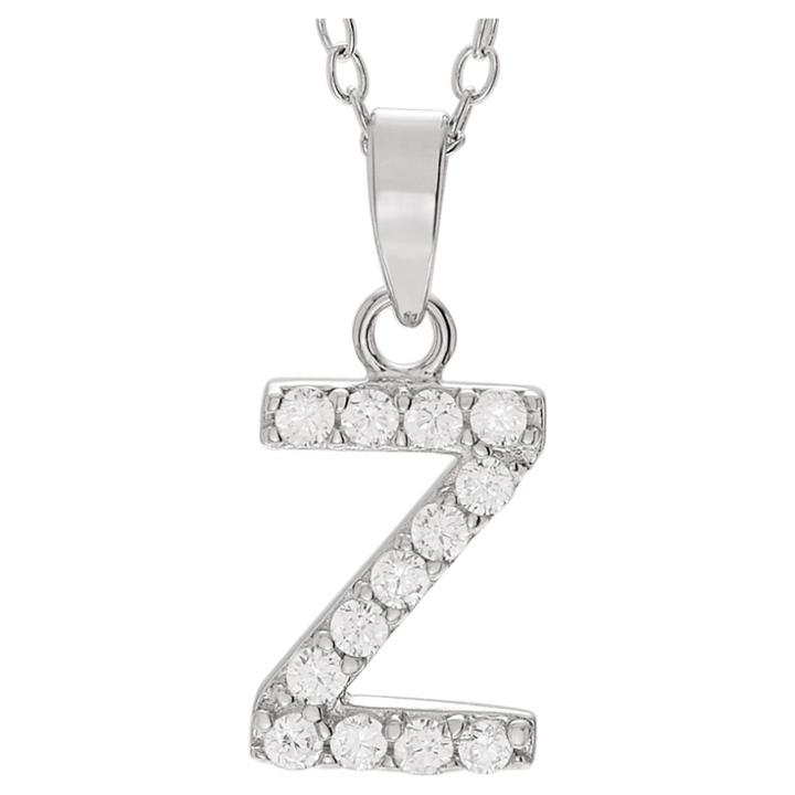 Journee Collection 1/5 Ct. T.w. Round-cut Cz Initial Pave Set Pendant Necklace In Sterling Silver - Silver, Z (18), Girl's, Size: Small, Silver