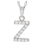 Journee Collection 1/5 Ct. T.w. Round-cut Cz Initial Pave Set Pendant Necklace In Sterling Silver - Silver, Z (18), Girl's, Size: Small, Silver