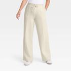 Women's High-rise Wide Leg Fleece Pants - A New Day Cream