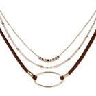Target Three Layer Choker Necklace With Metal Oval - 12 - Brown/gold, Women's