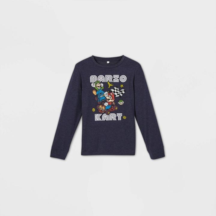 Boys' Nintendo Mario Kart Long Sleeve Graphic T-shirt - Blue