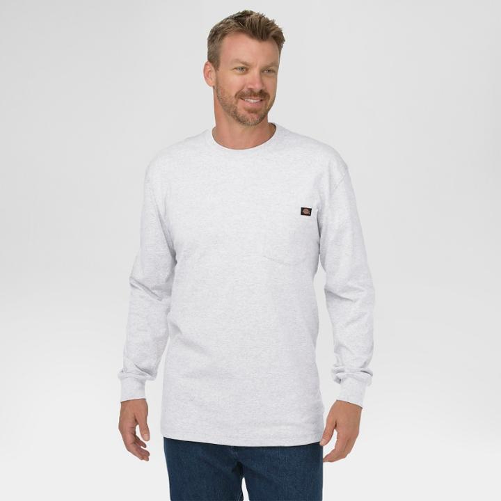 Dickies Men's Cotton Heavyweight Long Sleeve Pocket T-shirt, Size: Medium, Ash Gray