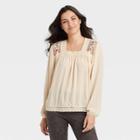 Women's Long Sleeve Embroidered Blouse - Knox Rose Cream