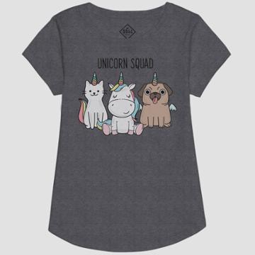 Girls' L.o.l. Vintage 'unicorn Squad' Short Sleeve T-shirt - Gray