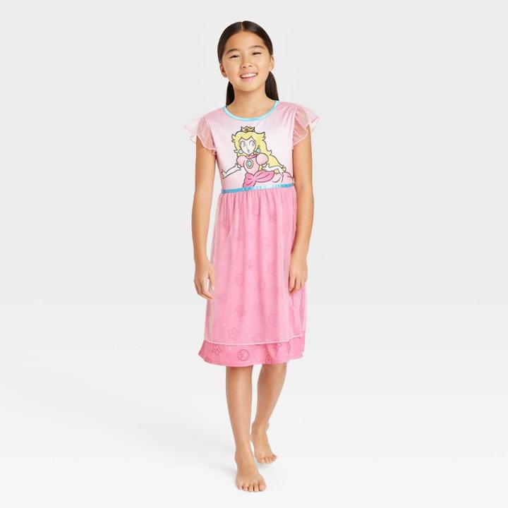 Mario Kart Girls' Super Mario Princess Peach Fantasy Nightgown - Pink