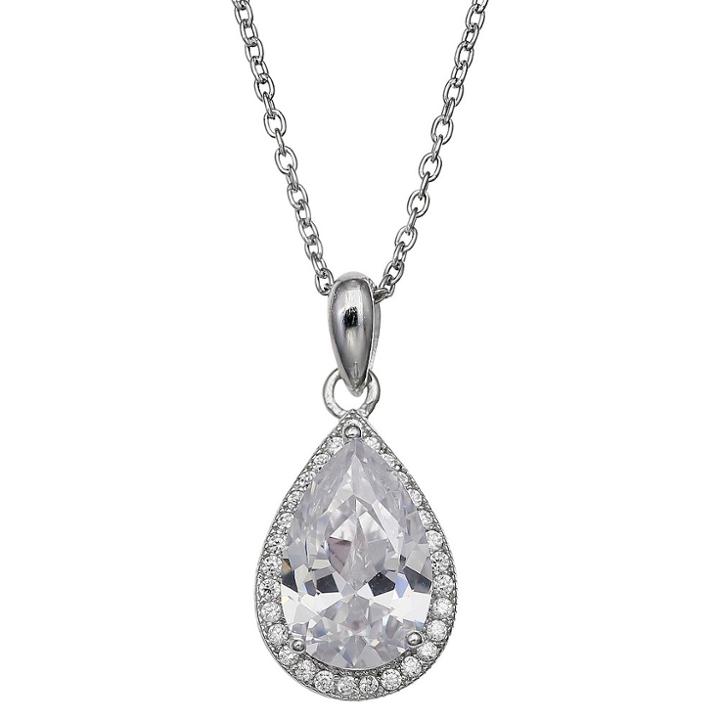 Target Women's Pave Teardrop Cubic Zirconia Pendant In Sterling
