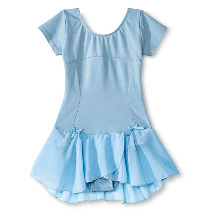 Danz N Motion By Danshuz Danz N Motion Girls' Lattice Back Cap Sleeve Activewear Leotard Dress - Light Blue 6x/7,