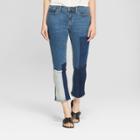 Women's Mid-rise Patchwork Curvy Kick Bootcut Crop Jeans - Universal Thread Blue 00,