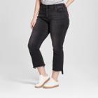 Women's Plus Size Raw Hem Kick Bootcut Crop Jeans - Universal Thread Black