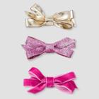 Girls' 3-piece Bow Clips - Cat & Jack Pink/gold