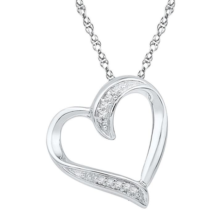 Target 1/20 Ct. T.w Round Diamond Prong Set Heart Pendant In Sterling Silver (ij-i2-i3) (18), Girl's, White