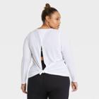 Women's Plus Size Long Sleeve Open Back T-shirt - All In Motion True White 2x, Women's,