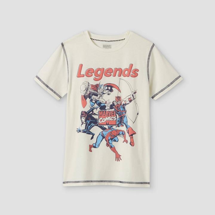 Boys' Marvel Avengers Short Sleeve Graphic T-shirt - Off-white