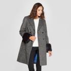 Women's Plaid Double Breasted Coat - A New Day Black Xxl,