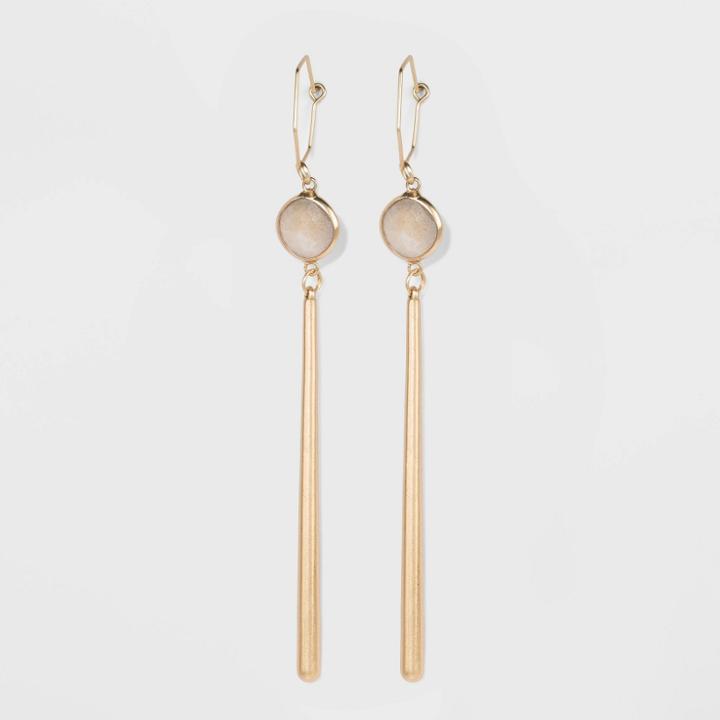 Semi-precious Stone Brown Lip Shell And Metal Drop Hoop Earrings - A New Day Tan, Women's