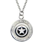 Women's Marvel Captain America Shield Logo Stainless Steel Pendant With Chain And Clear Cz