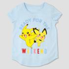 Girls' Pokemon Pikachu 'ready For The Weekend' Short Sleeve T-shirt - Blue