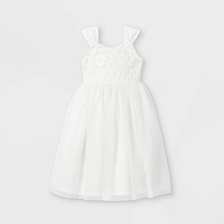 Mia & Mimi Girls' Lace Tulle Dress - White