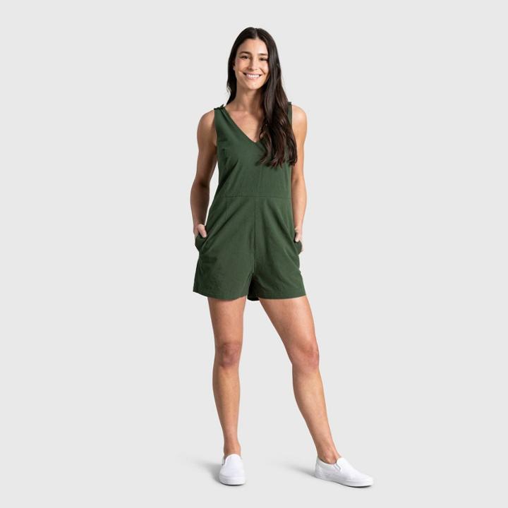 Women's United By Blue Organic V-neck Romper - Hunter Green
