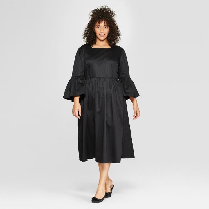 Women's Plus Size 3/4 Lampshade Sleeve Maxi Dress - Who What Wear Black
