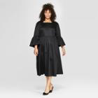 Women's Plus Size 3/4 Lampshade Sleeve Maxi Dress - Who What Wear Black