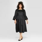 Women's Plus Size 3/4 Lampshade Sleeve Maxi Dress - Who What Wear Black
