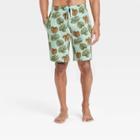 Men's 9 Pink Leaf Knit Pajama Shorts - Goodfellow & Co Light Green